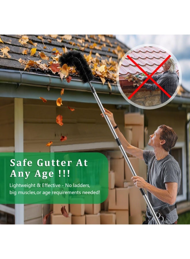 Bukela Long Reach Gutter Cleaning Tool, RV Rain Gutter Cleaning Brush with Adjustable Pole, Easy Remove Leaves Debris from Roof Gutters, Black - Image 4